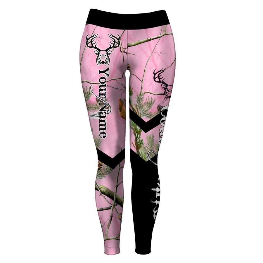 Country girl pink muddy camo deer hunting customize name leggings personalized hunting gift for women, hunting legging for girl – NQS935