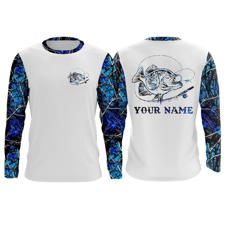 Crappie fishing blue muddy camo UV protection quick dry Customize name long sleeves UPF 30+ personalized gift for fisherman- NQS912