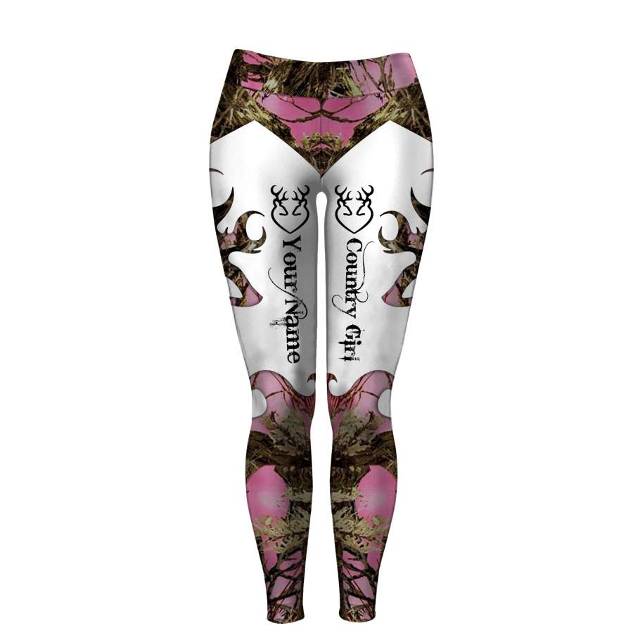 Beautiful country girl pink muddy camo deer hunting customize name pants, leggings personalized gift – NQS874