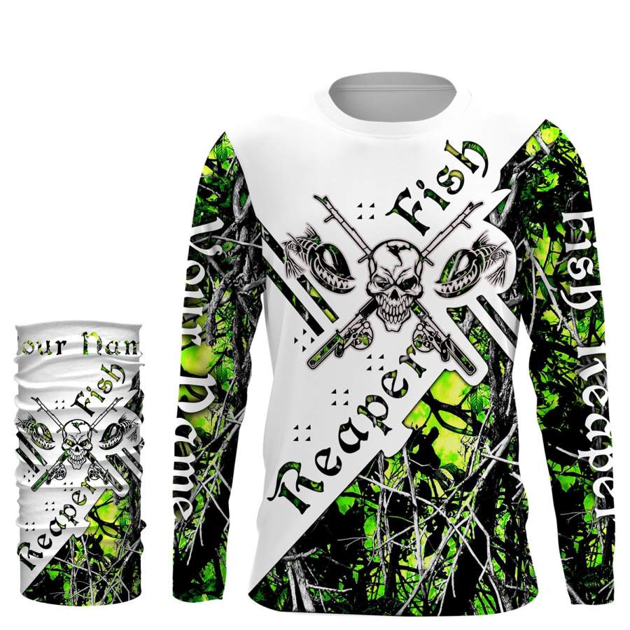 Fish Reaper Green Muddy Camo UV protection quick dry Customize name long sleeves UPF 30+ personalized gift – NQS790