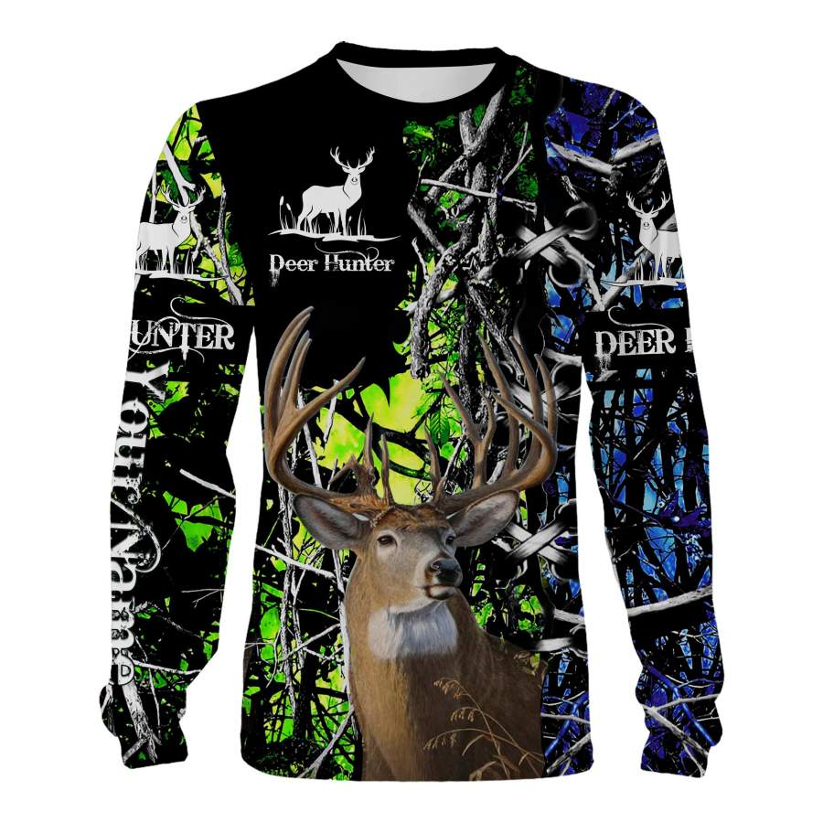 Deeer hunting Muddy Green camo Custom Name 3D All over print Shirts, Face shield – personalized hunting gifts – FSD326