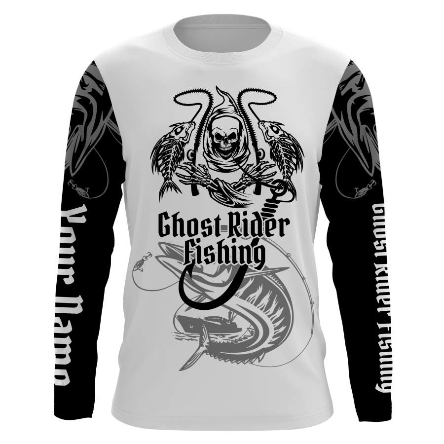 Ghost Rider Fishing Kingfish Fish Reaper UV protection quick dry customize name long sleeves shirt UPF 30+ personalized gift for Fishing lovers – NQS714