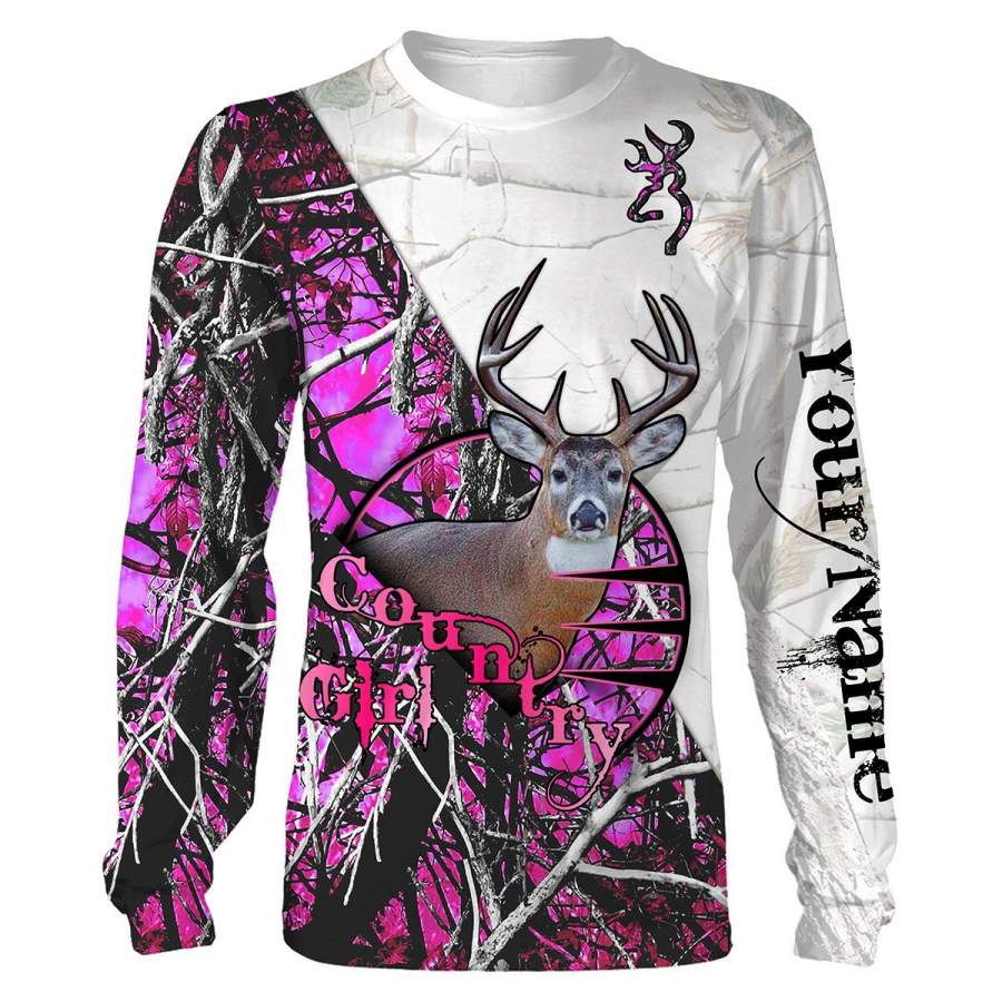 Country girl Magenta Muddy Camo Huntaholic Deer Hunting Customize name 3D All over print shirts – personalized apparel gift for hunting lovers – NQS665