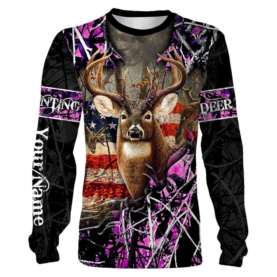 Magenta Muddy Camo Huntaholic Deer Hunting Customize name 3D All over print shirts – personalized apparel gift for hunting lovers – NQS664