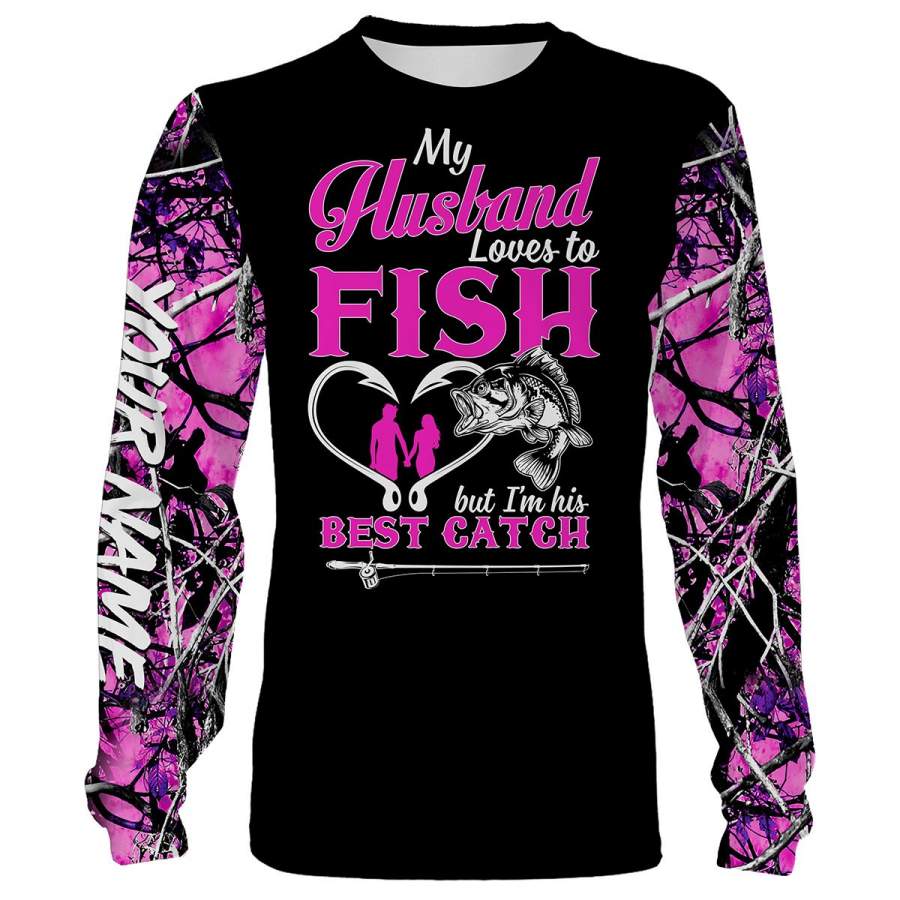 Largemouth Bass Fishing Pink muddy camo sentimental Custom name All over print shirts – personalized love fishing gift for wife – IPH1385