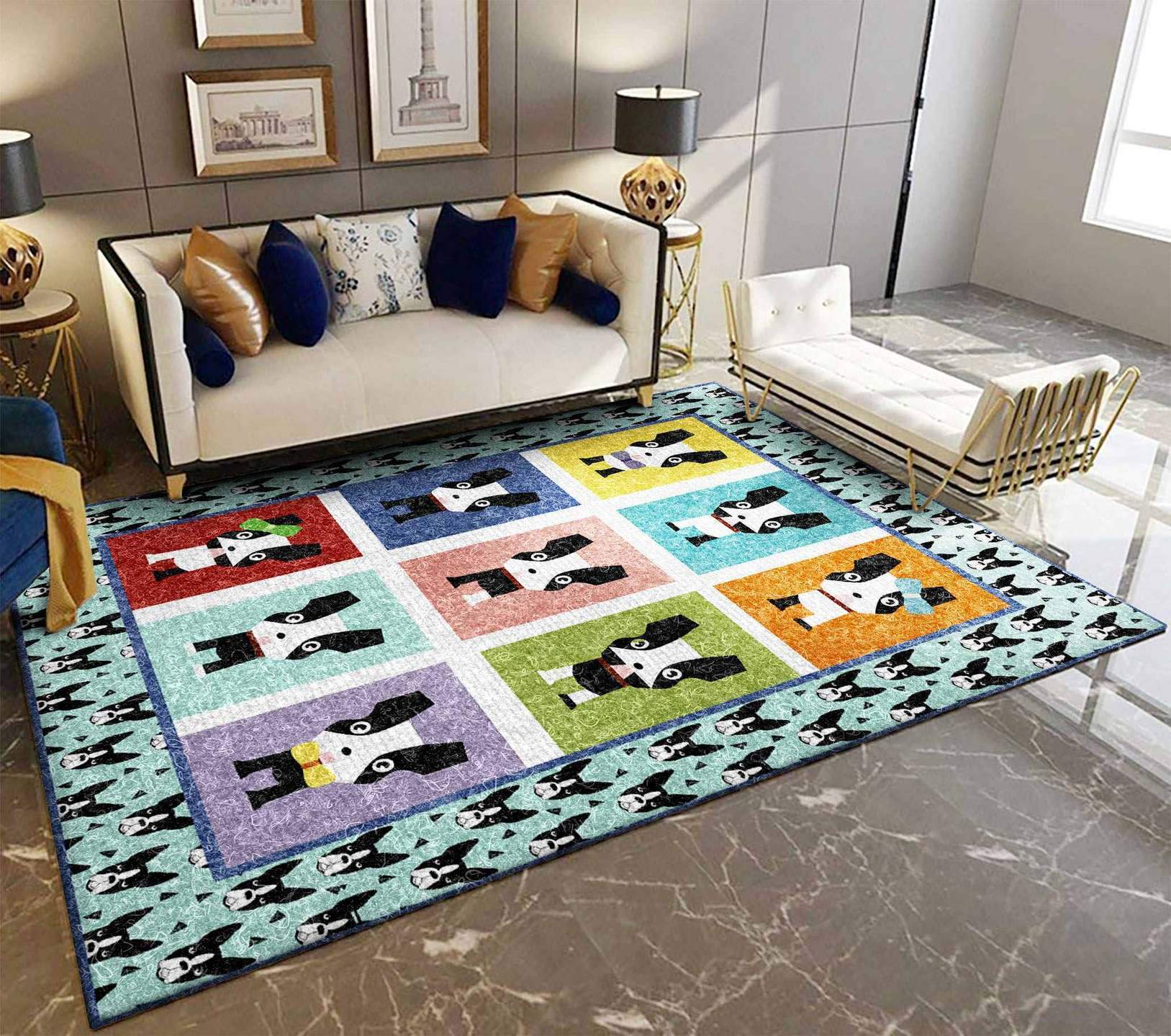 Boston Terrier Rug Rb7A8E7E4610