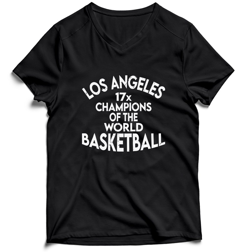 Los Angeles 17 Champions Lakers Men’s V-Neck Tee T-Shirt