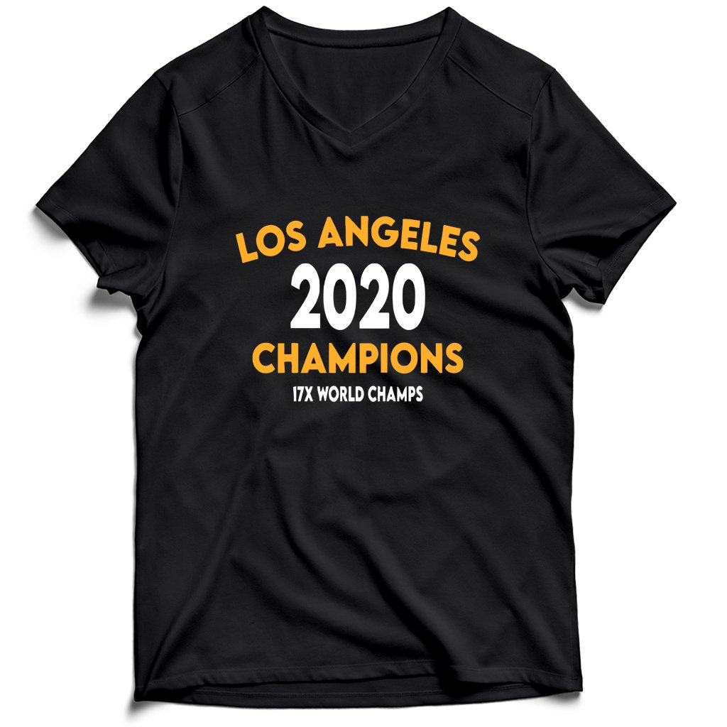 Los Angeles Basketball Champions 17X World Champs Lakers Men’s V-Neck Tee T-Shirt