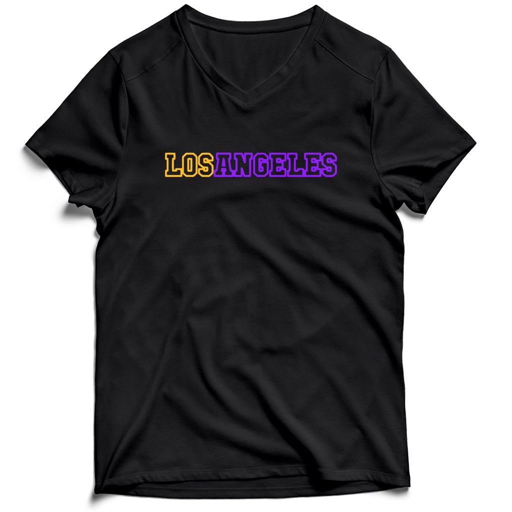 Los Angeles Logo Lakers Men’s V-Neck Tee T-Shirt