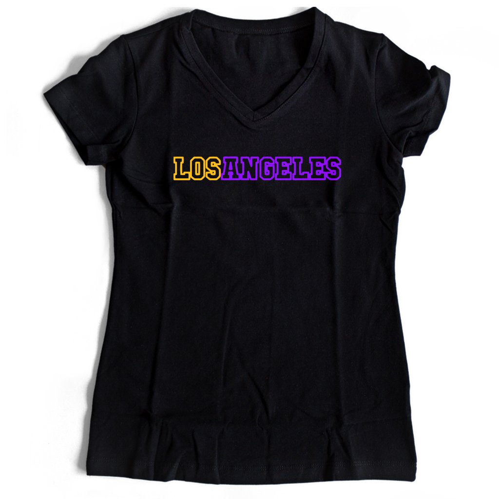 Los Angeles Logo Lakers Women’s V-Neck Tee T-Shirt