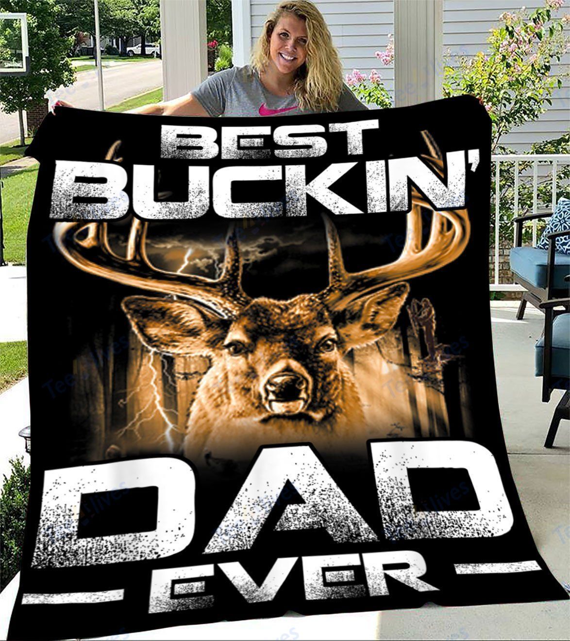 Hunting Best Buckin Dad Ever Blanket – Gift for Dad