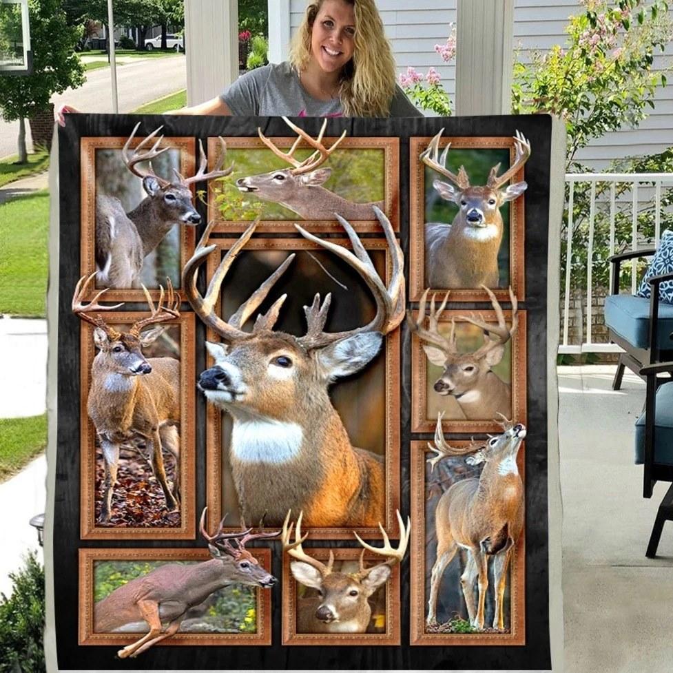 Deer Hunting 3D Quilt Blanket