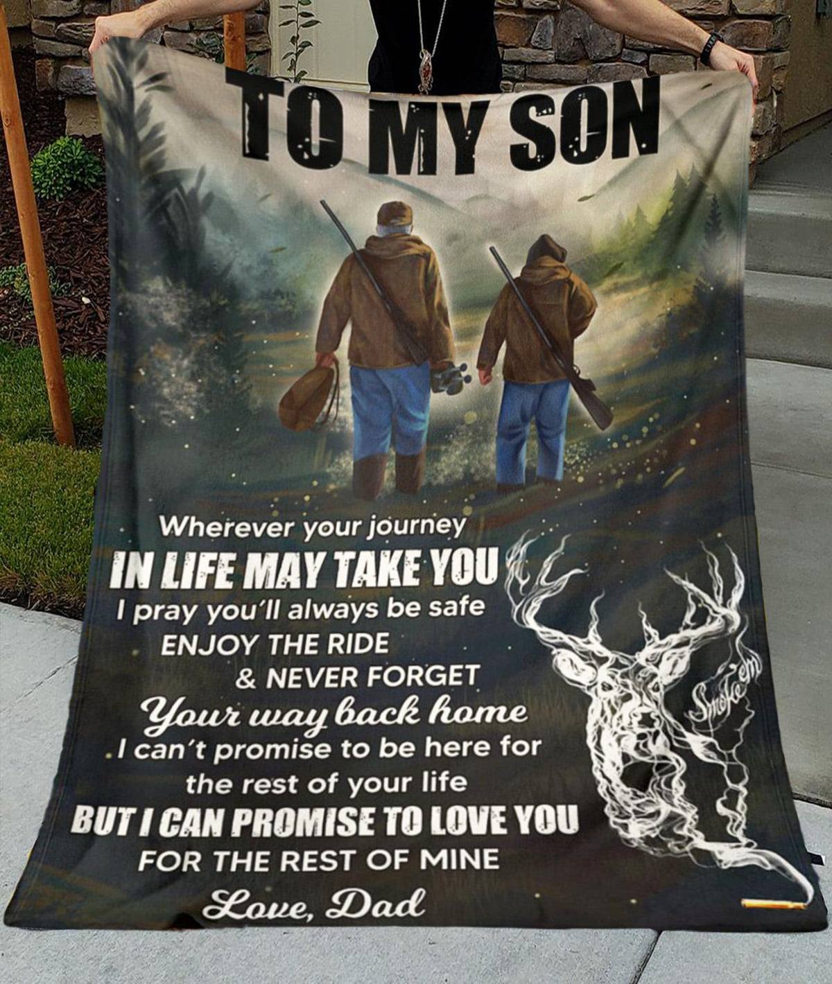 Dear Hunting To My Son Enjoy The Ride Premium Blanket