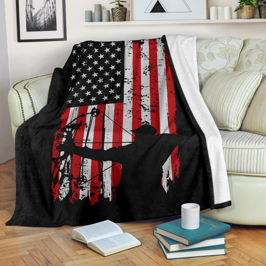 Bowhunting American Flag Premium Blanket