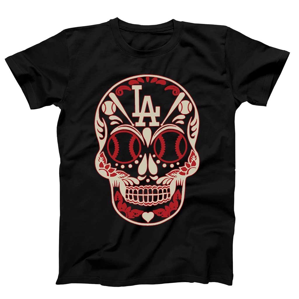 Los Angeles Dodgers Dia De Los Muertos Skull Men’S T-Shirt