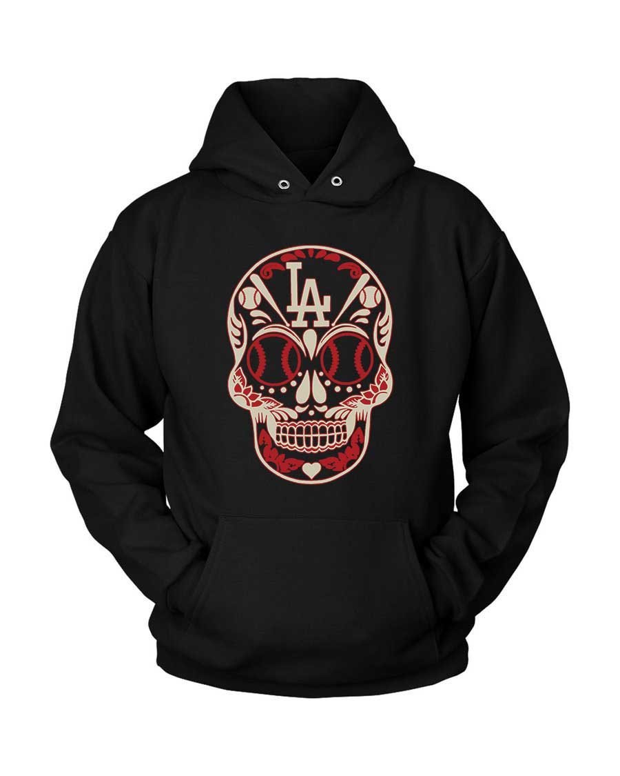 Los Angeles Dodgers Dia De Los Muertos Skull Unisex Hoodie