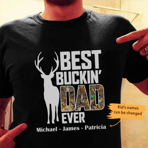 Personalized Dad Hunting Black T-Shirt, Dad Hunting Shirt, Dad Hunting Tee, Gift For Hunting, Gift For Daddy