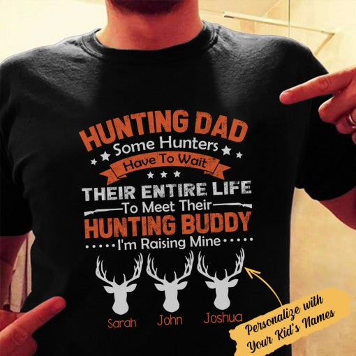 Personalized Dad Hunting Black T-Shirt, Dad Hunting Shirt, Gift For Hunting Dad