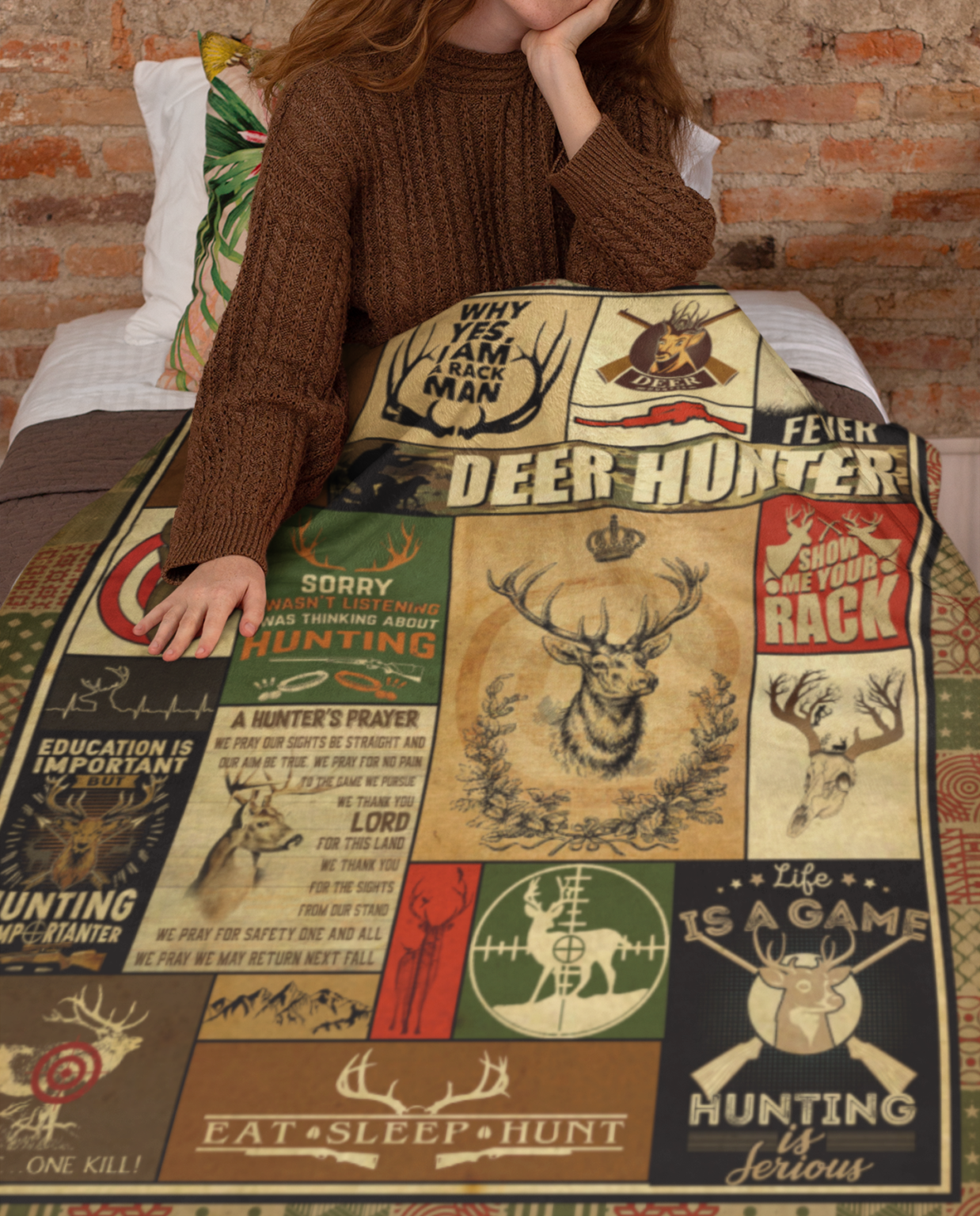 Deer Hunting Premium Fleece Blanket