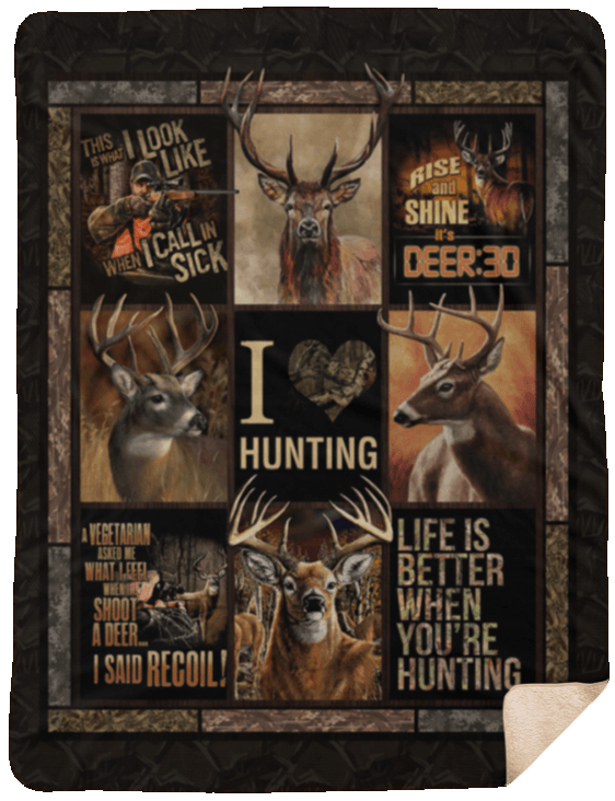 Deer Hunting Premium Fleece Blanket – Gift For Hunter