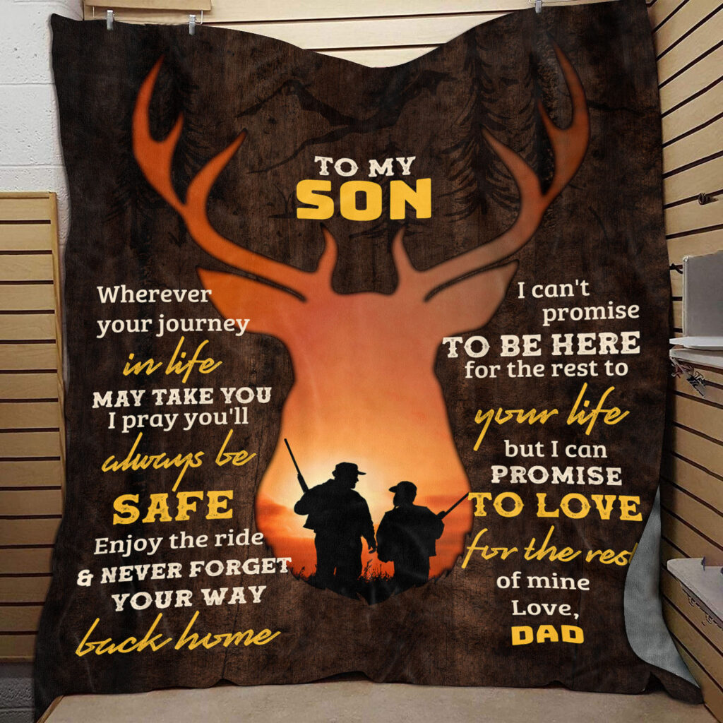 Deer Hunting From Dad To My Son Fleece Blanket – Gift For Son