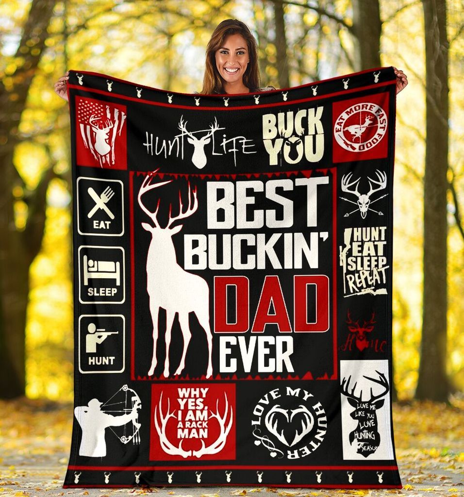 Dad Blanket Gift For Dad, Gift Ideas For Father’s Day HuntingFleece Blanket