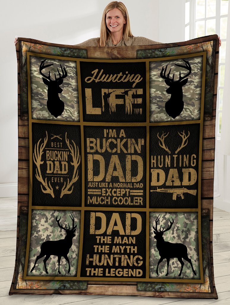 To My Dad Blanket, Gift Ideas For Father’s Day Deer Hunting Fleece Blanket