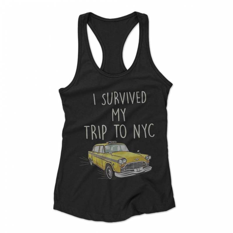 I Survived My Trip To Nyc New York Yellow Taxi Usa Woman’s Racerback Tank Top