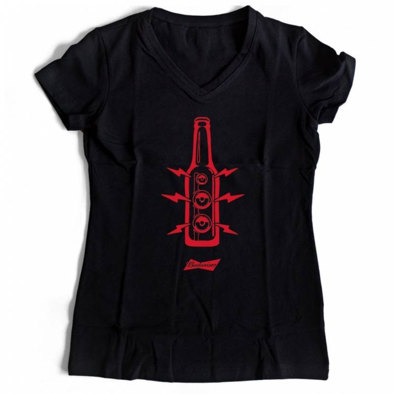 Budweiser Music Women’s V-Neck Tee T-Shirt