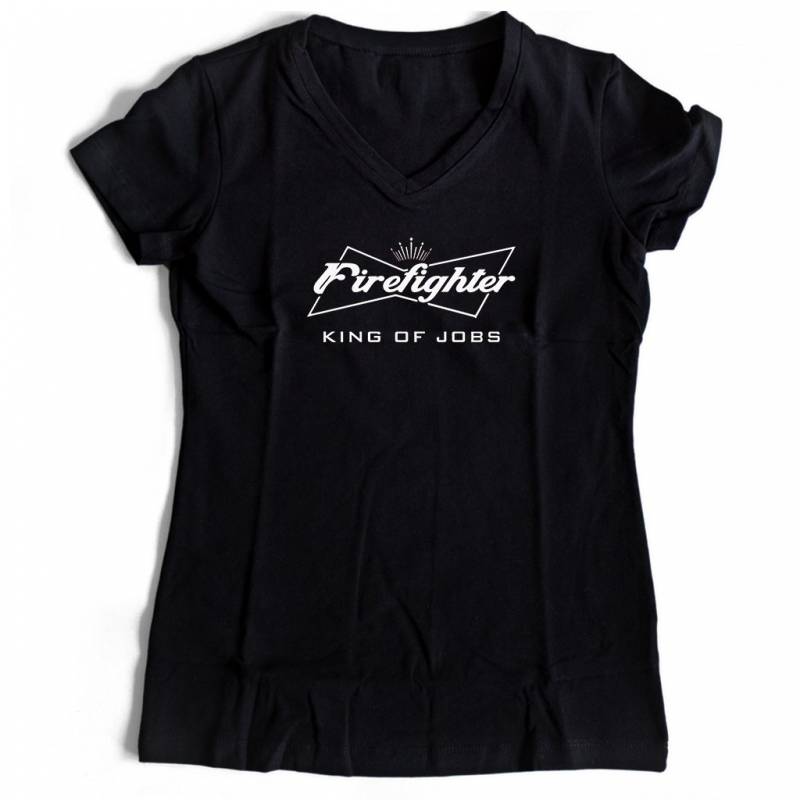 Budweiser Firefighter Women’s V-Neck Tee T-Shirt