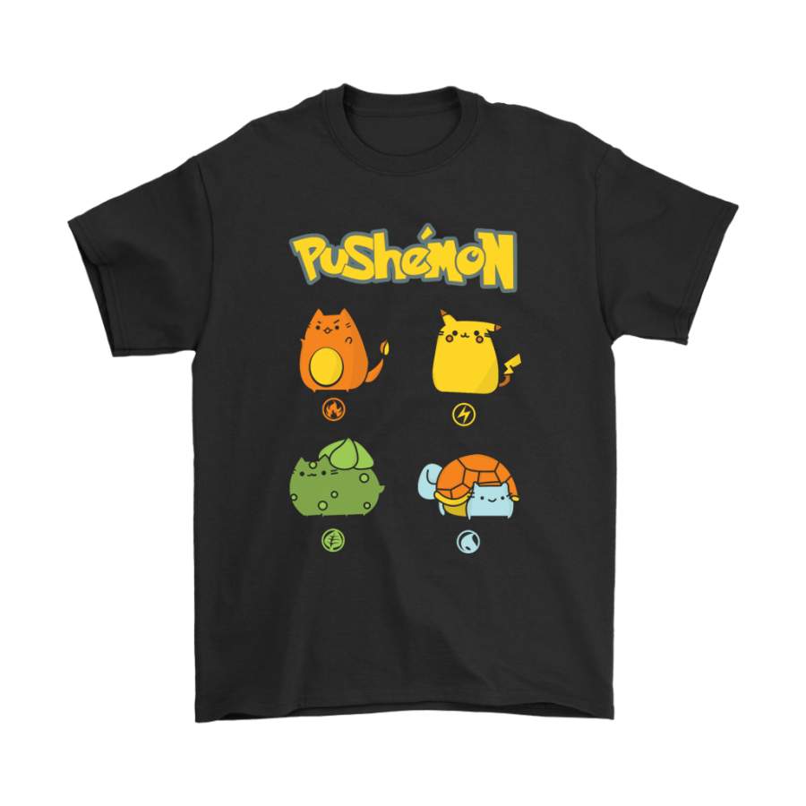 Pushemon Charmander Pikachu Bulbasaur Squirtle Pusheen Pokemon Shirts