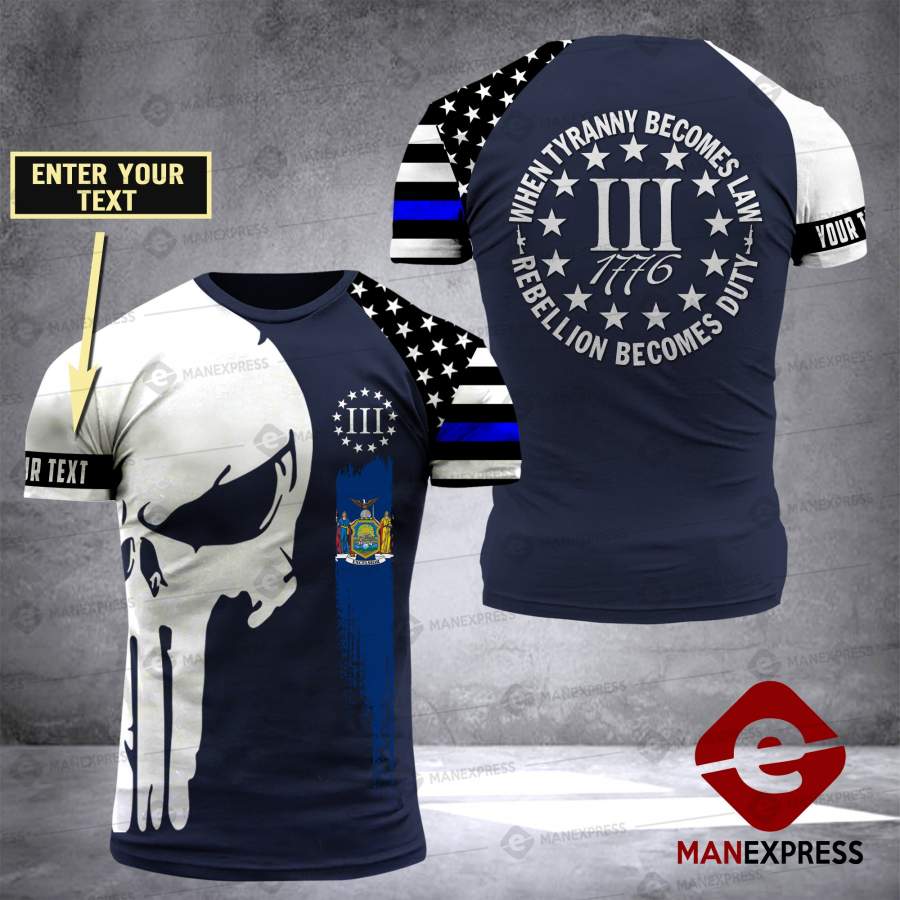 DH 3% CUSTOMIZED NEW YORK POLICE T SHIRT FULL PRINT 1409 TMA