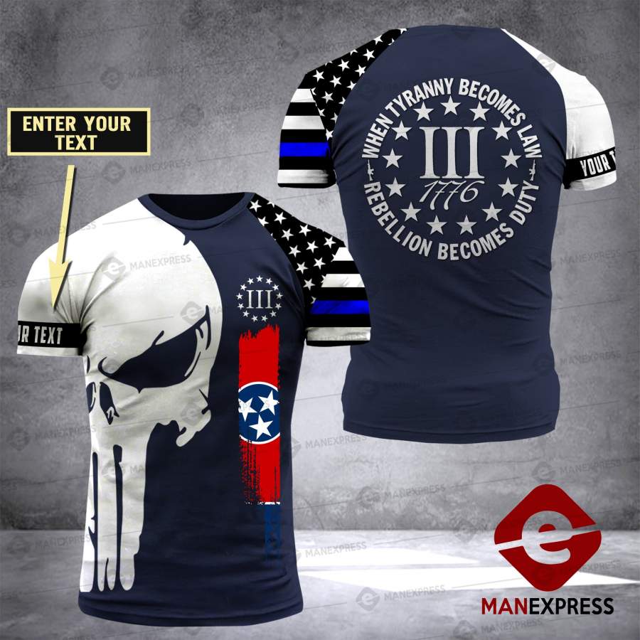 DH 3% CUSTOMIZED TENNESSEE POLICE T SHIRT FULL PRINT 1409 TMA