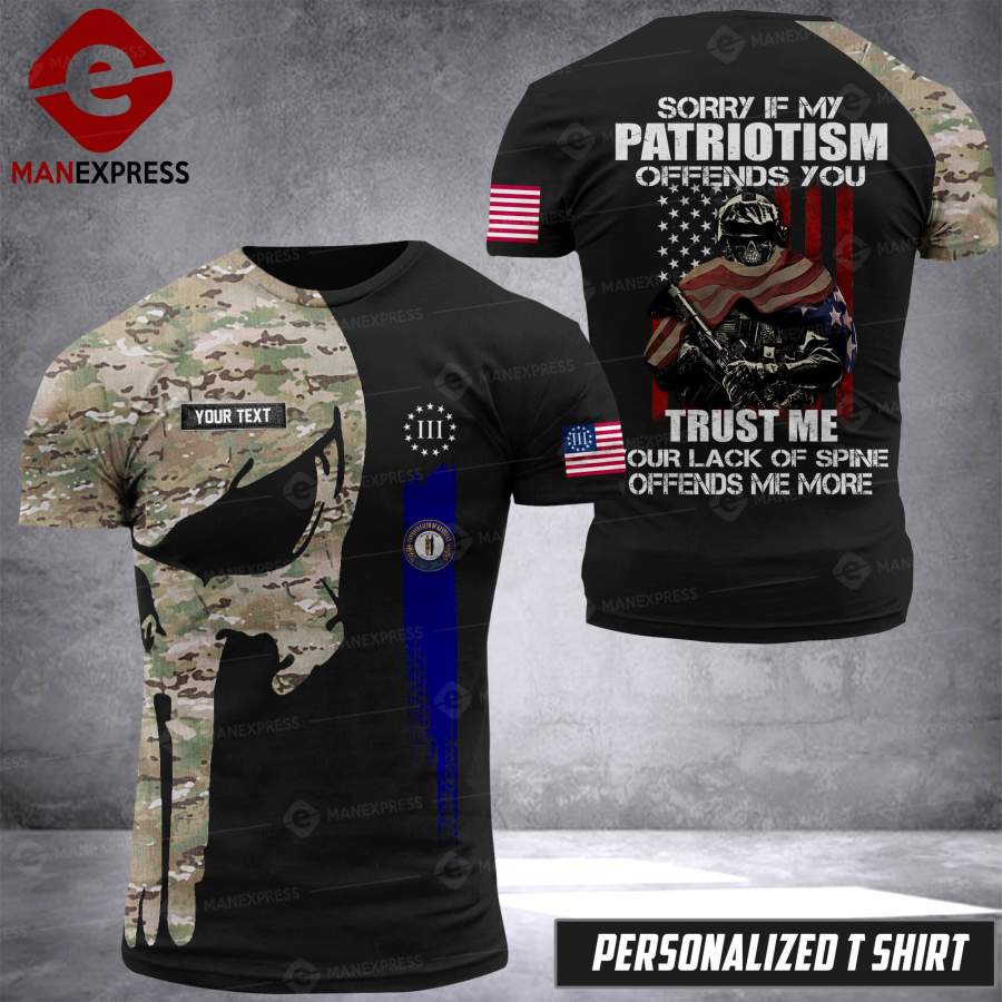 AH KENTUCKY PATRIOTISM PUNISHER CAMO T-SHIRT PRINTED