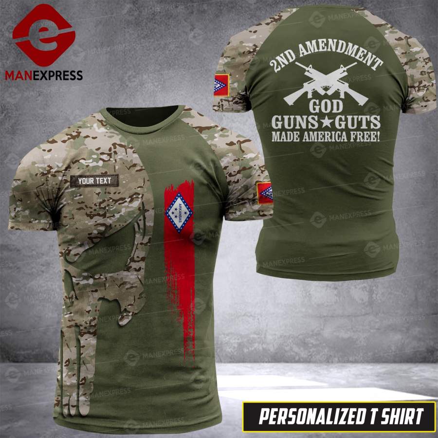 AH ARKANSAS 2ND AMENDMENT CAMO T-SHIRT PRINTED