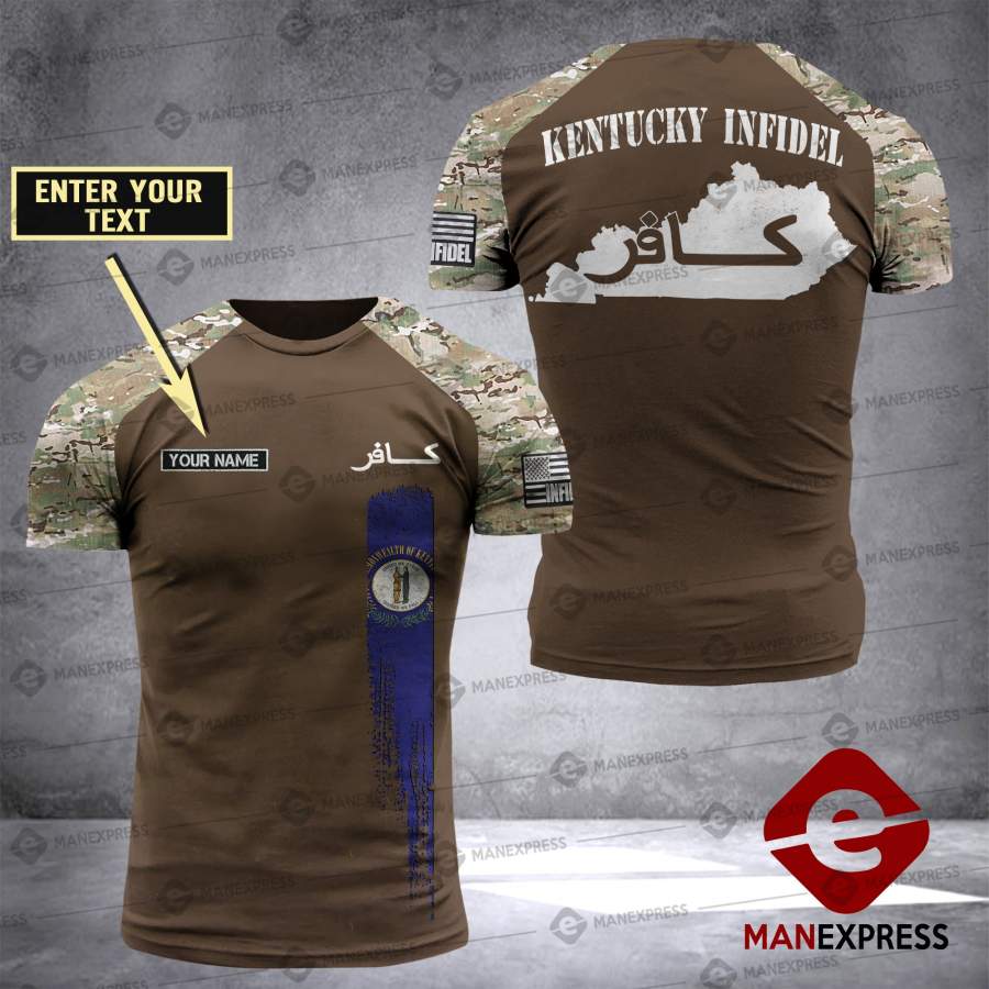 Kentucky Infidel Camo Persionalized printed TShirt NQA