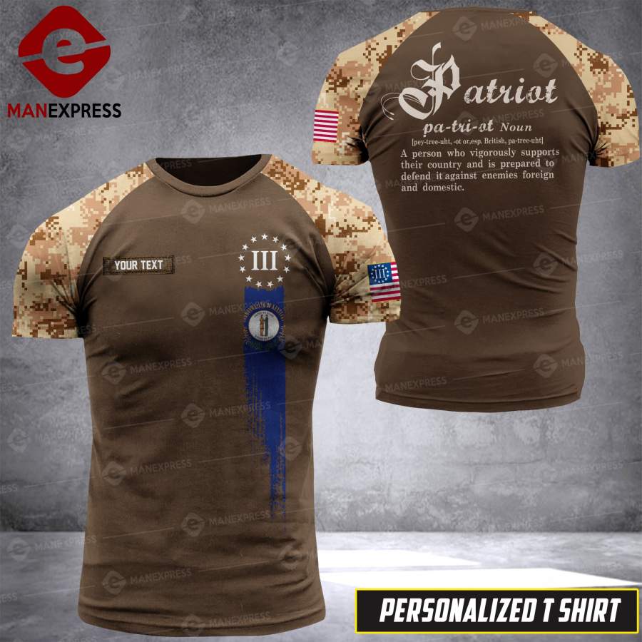 Kentucky Patriot Camo Persionalized printed TShirt NQA