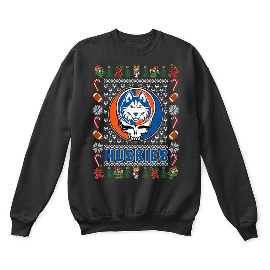 Houston Baptist Huskies x Grateful Dead Christmas Ugly Sweater