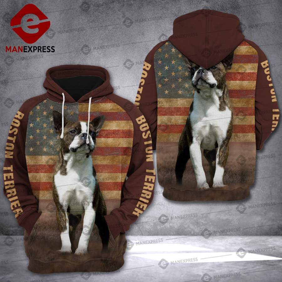 Boston Terrier Flag 3D printed hoodie VRP