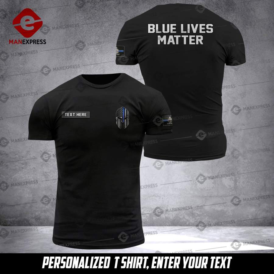 Kansas-Blue lives matter Printed T-Shirt NQA