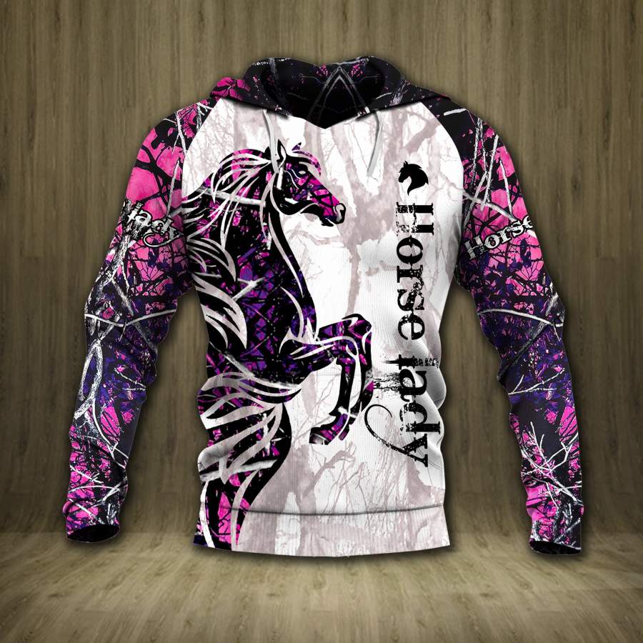 Horse Muddy Girl 3D all over printed hoodie HGC