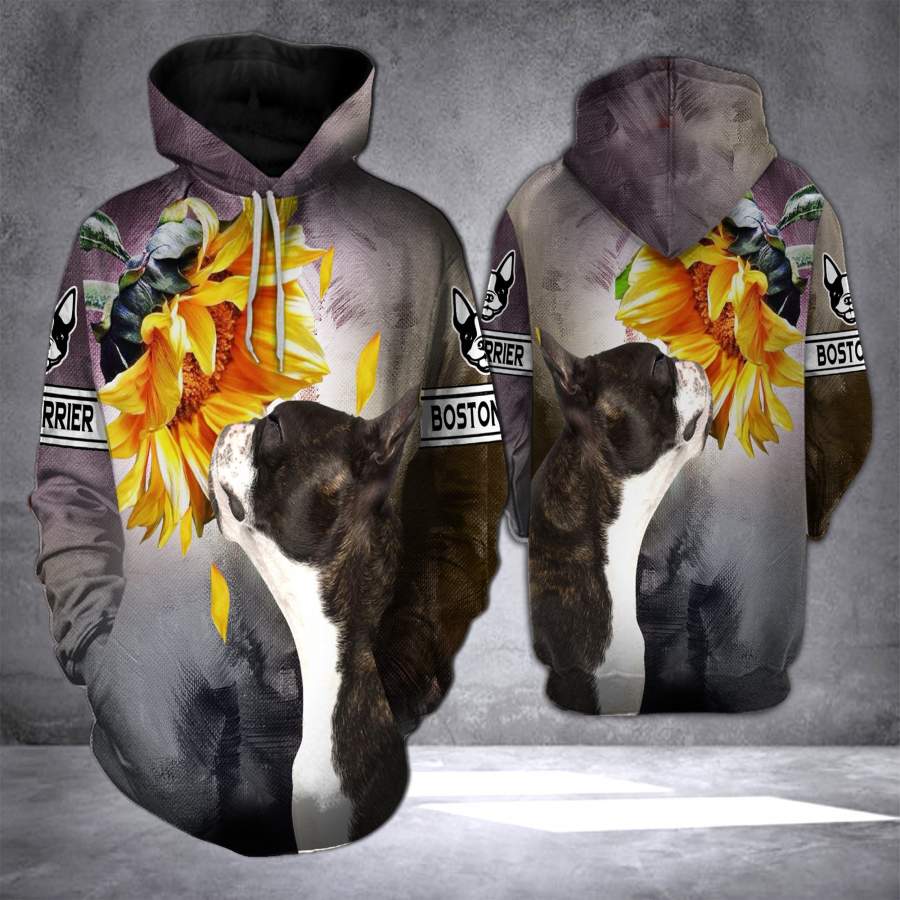 Boston Terrier 3D all over printed hoodie SDL