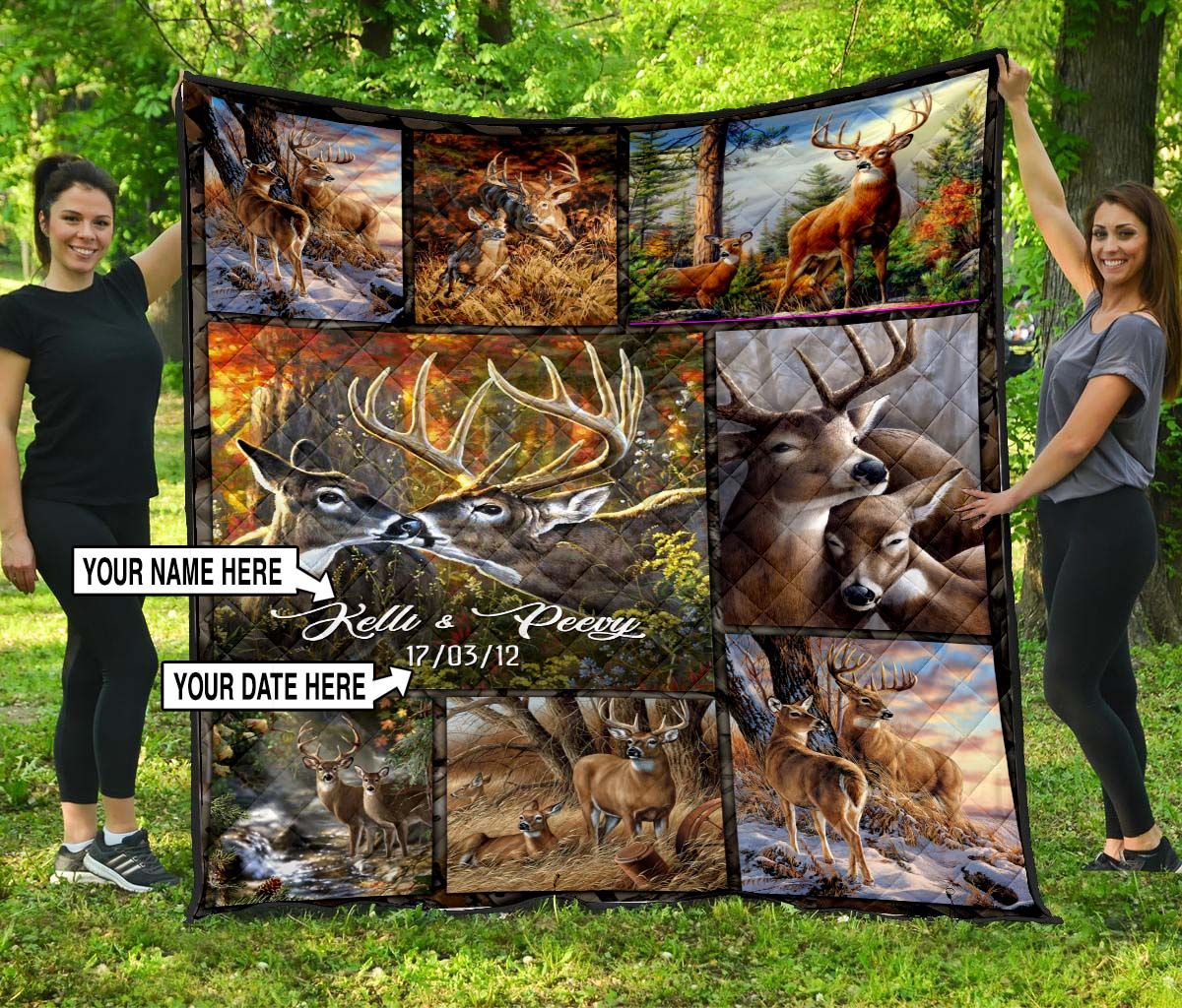 Hunting Deer Lovers Personalized Quilt 06817