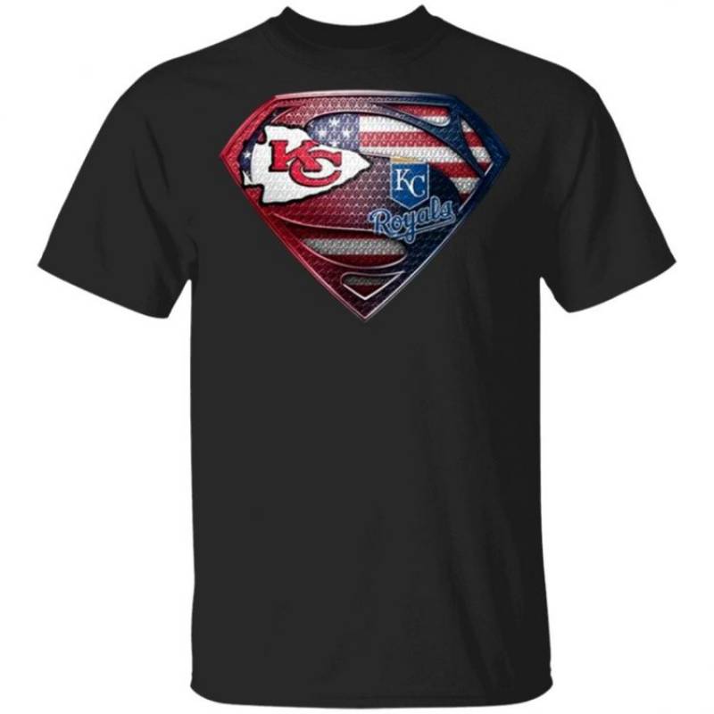 Kansas City Chiefs And Kansas City Royals Superman American Flag Layer Simpson T Shirt