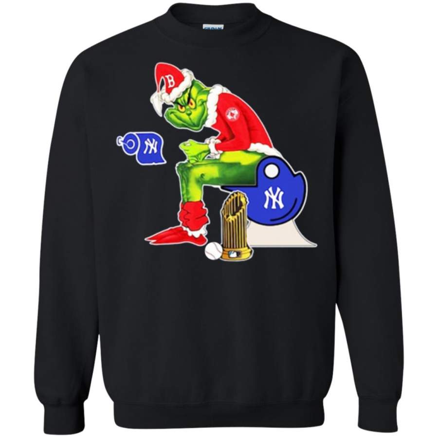 Grinch Santa Boston Red Sox peeing on New York Yankees toilet Sweatshirt – Moano Store