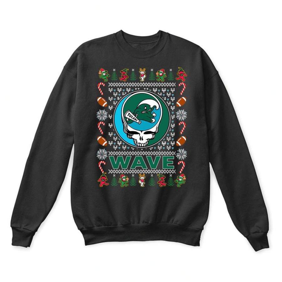 Tulane Green Wave x Grateful Dead Christmas Ugly Sweater