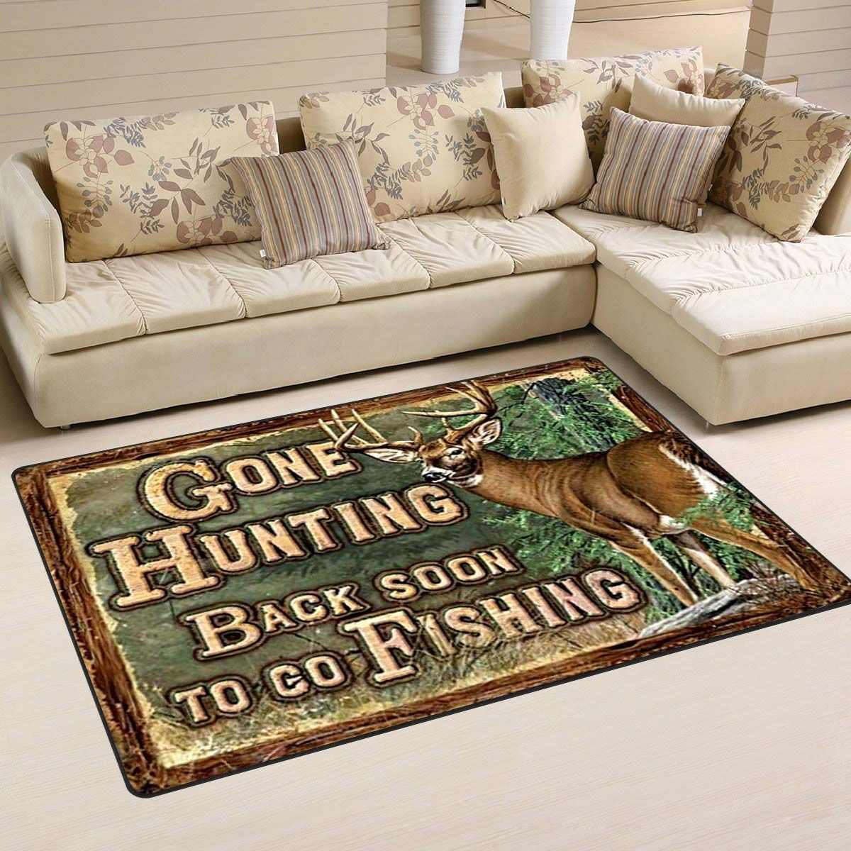 Hunting and Fishing Area Rug 07345