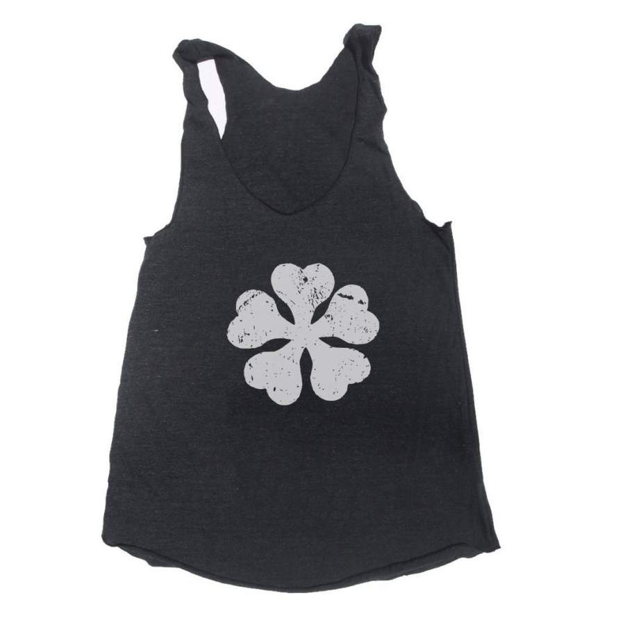 Five Clover Black Clover Triblend Racerback Women Tank Top