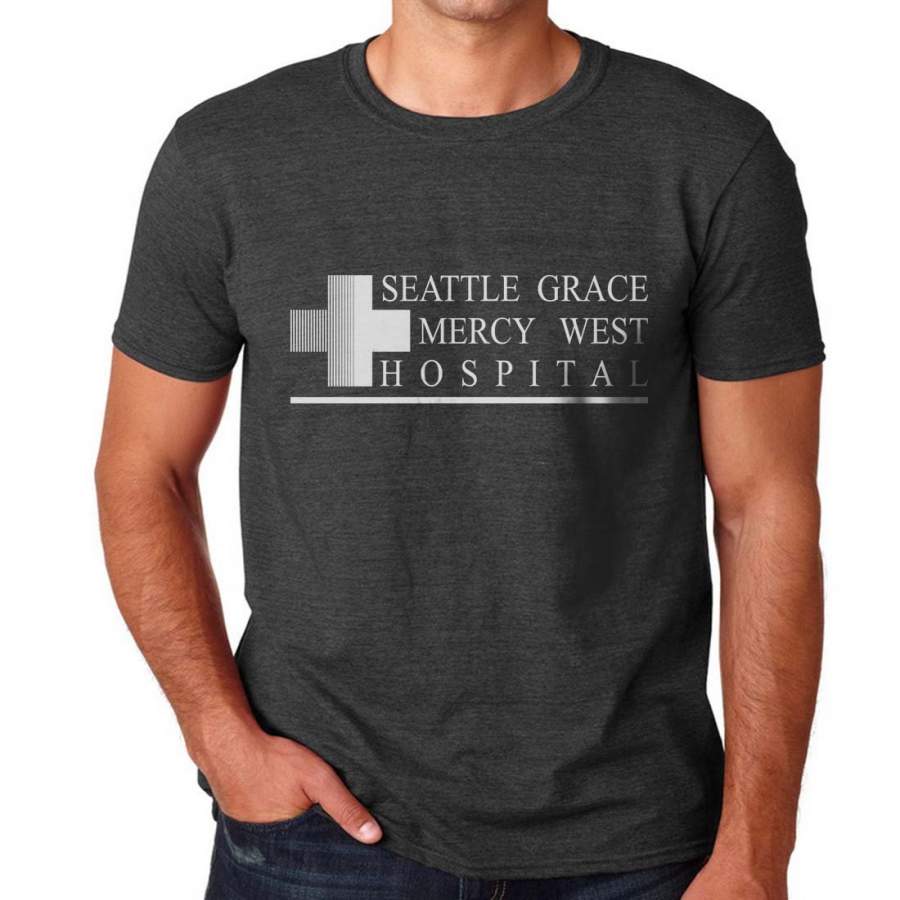 Logo Only Seattle Grace Mercy West Hospital Greys Anatomy T-shirt Men tee