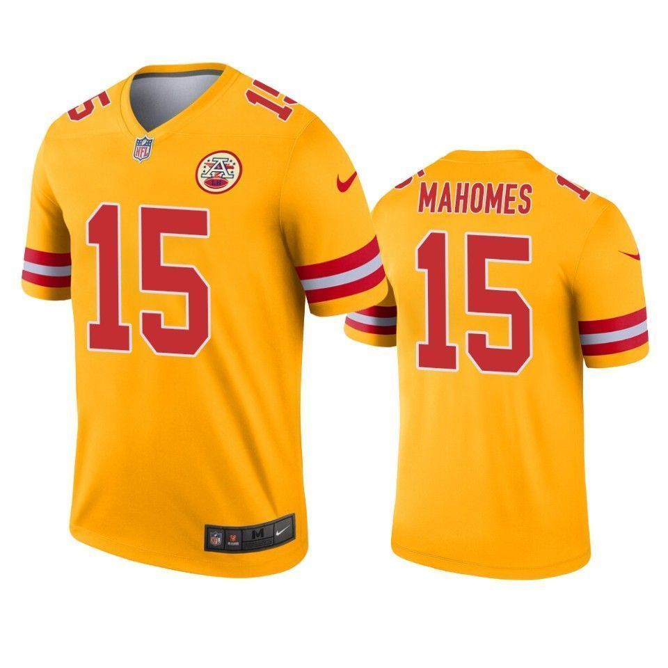 Kansas City Chiefs Patrick Mahomes Gold Inverted Legend 3D Jersey